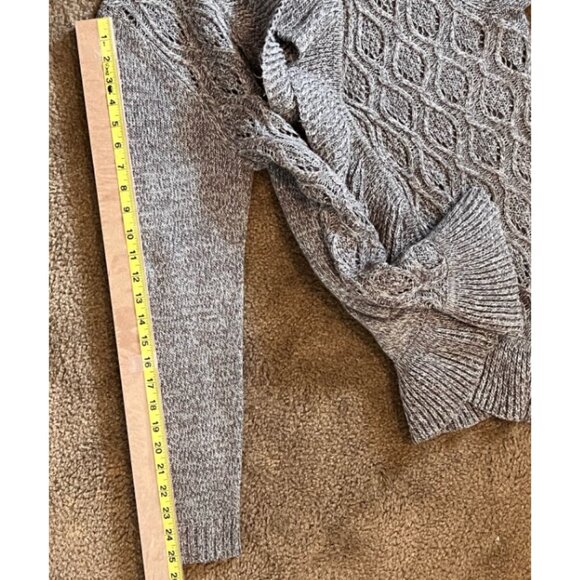 Karen Scott Petite XL Ruffle Cardigan Sweater Beige Marled Knit Cozy Open Front - Picture 13 of 13